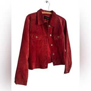 Vintage Red Suede Jacket Button Up Express Size Large Women’s coat